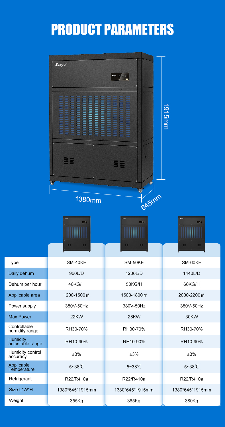 shiman sm 50ke 1200l/d industrial dehumidifier